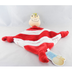 Doudou plat noeuds chien rouge CARRE BLANC