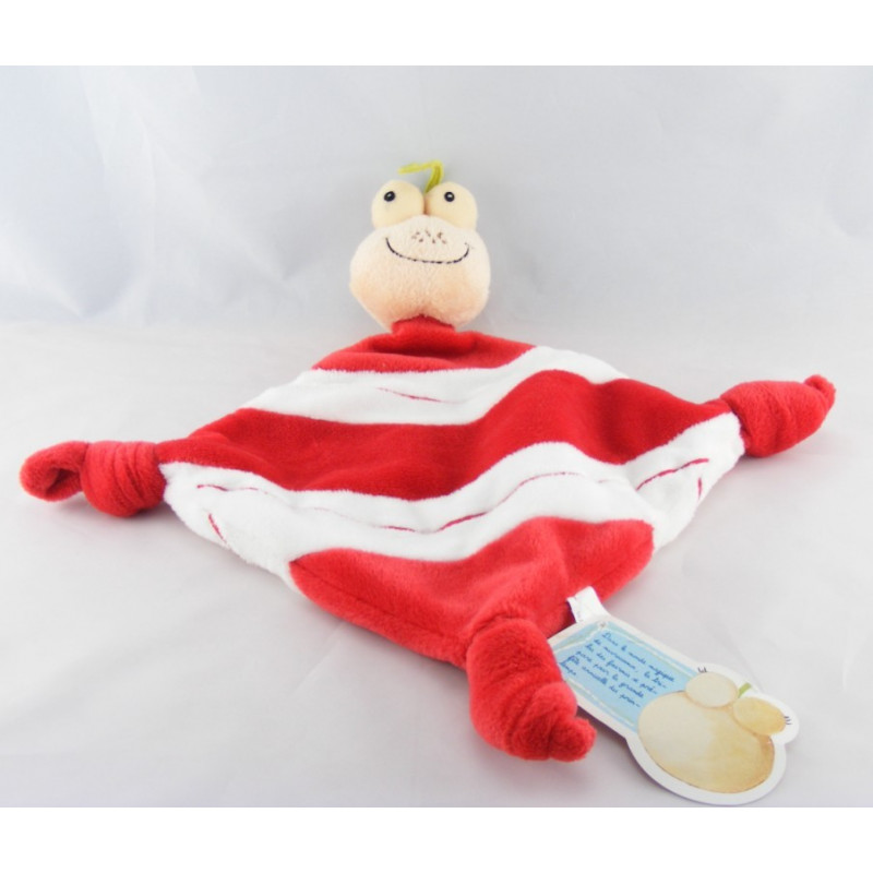 Doudou plat noeuds chien rouge CARRE BLANC