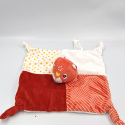 Doudou plat renard écureuil biche orange blanc étoiles SC CONSYS