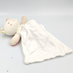 Doudou ours beige rouge jaune blanc mouchoir Cajou SUCRE D'ORGE