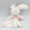 Doudou lapin blanc rose fleurs mouchoir SUCRE D'ORGE
