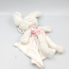 Doudou lapin blanc rose fleurs mouchoir SUCRE D'ORGE