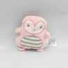 Doudou chouette oiseau rose blanc gris rayé POMMETTE