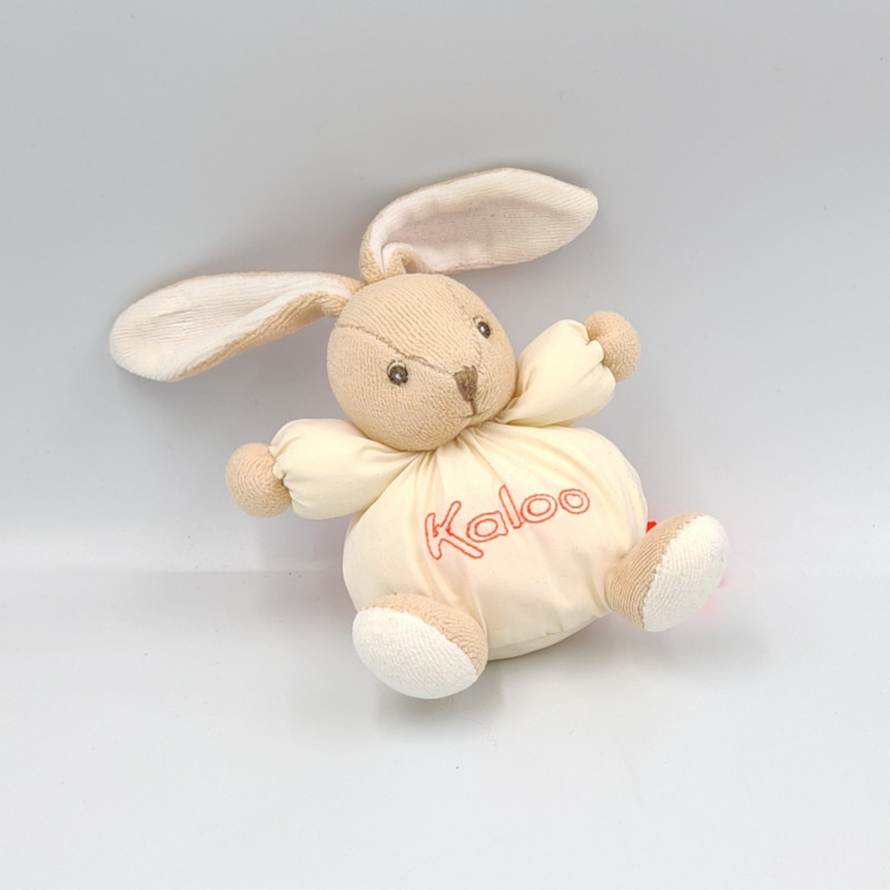 Mini doudou lapin beige écru orange fluo KALOO