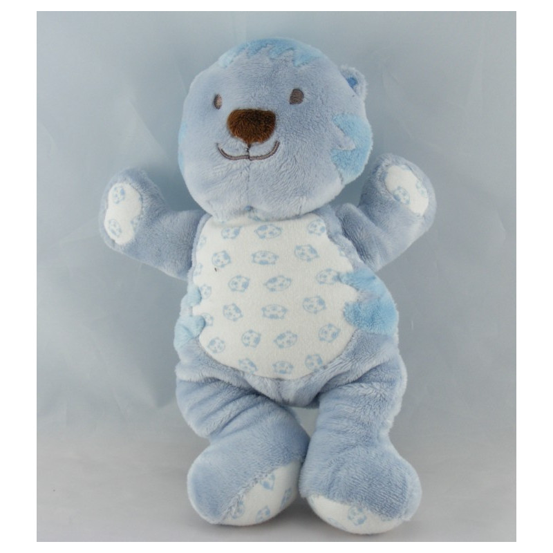 Doudou plat marionnette chat robe bleu pyjama LES JOUETS TOUT COMPTE FAIT