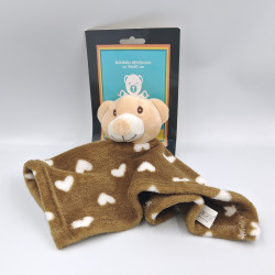 Doudou plat ours marron coeurs FILANTEX