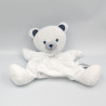 Doudou plat marionnette ours blanc bleu rayé SIMBA TOYS KIABI