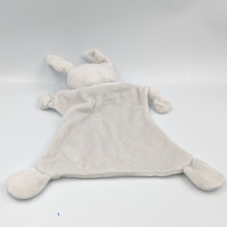 Doudou plat lapin gris blanc clin d'oeil