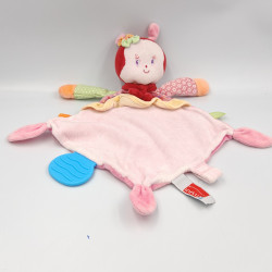 Doudou plat papillon coccinelle rouge rose fleurs INFLUX