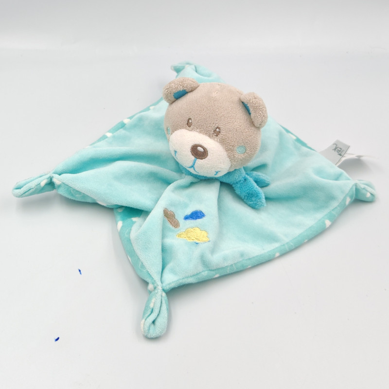 Doudou plat ours bleu nuages TEX