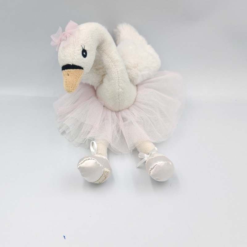 Doudou peluche cygne blanc tutu rose BUKOWSKI