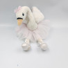 Doudou peluche cygne blanc tutu rose BUKOWSKI