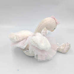 Doudou peluche cygne blanc tutu rose BUKOWSKI