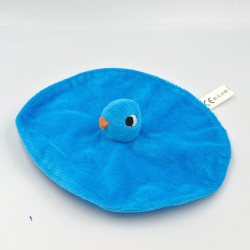 Doudou plat rond oiseau bleu