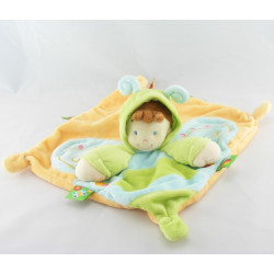 Doudou plat garçon papillon vert bleu jaune NICOTOY