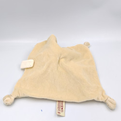 Doudou plat lapin rayé beige attache tétine NICOTOY