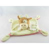 Doudou plat vache vert blanc fleur Dodo d'amour MGM