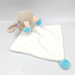 Doudou lapin Poupi beige bleu pois mouchoir BABY NAT