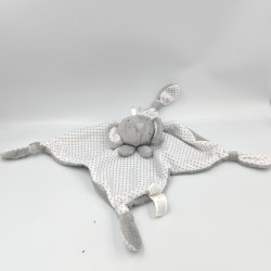 Doudou plat éléphant gris blanc pois PLAYGRO