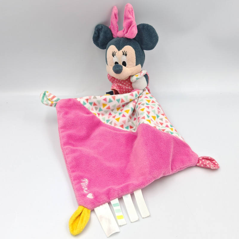 Doudou Minnie rose blanc triangles pois mouchoir DISNEY NICOTOY