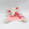 Doudou plat éléphant gris rose blanc fleurs Eglantine BABY NAT