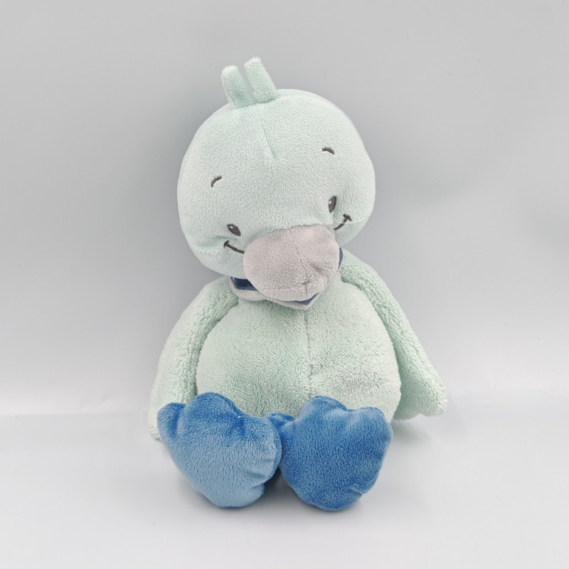 Doudou oiseau canard gris bleu vert NATTOU