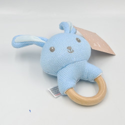 Doudou hochet lapin bleu TOM & KIDDY