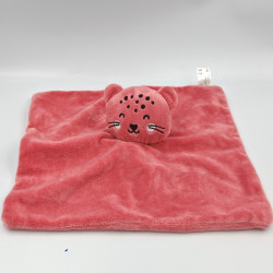 Doudou plat chat léopard rose