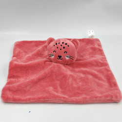 Doudou plat chat léopard rose