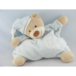 Doudou semi plat bleu ours lune étoile NATTOU