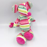 Doudou souris rayé rose blanc vert ORCHESTRA