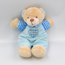 Peluche ours beige bleu coeur KEEL TOYS