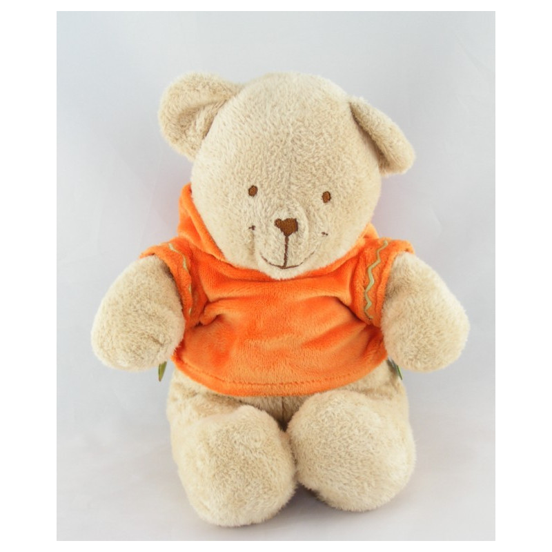 Doudou ours sweat capuche orange NICOTOY