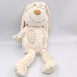 Doudou lapin blanc beige rayé MOZAIC