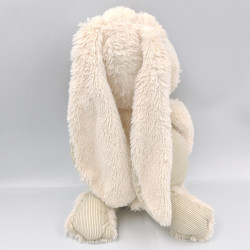 Doudou lapin blanc beige rayé MOZAIC