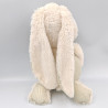 Doudou lapin blanc beige rayé MOZAIC