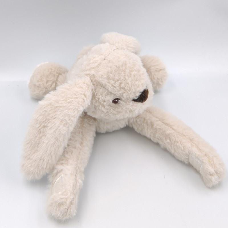Doudou peluche lapin beige créme blanc longues pattes scratch