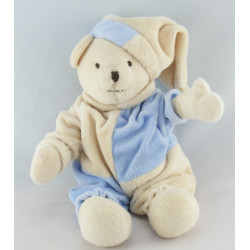 Doudou ours pantin bleu blanc CMP