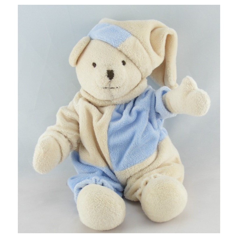 Doudou ours pantin bleu blanc CMP