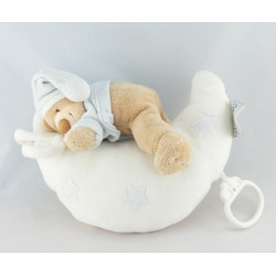 Doudou musical souris blanche robe rose sur lune NATTOU
