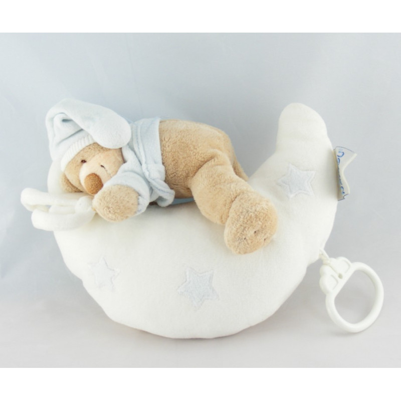 Doudou musical souris blanche robe rose sur lune NATTOU