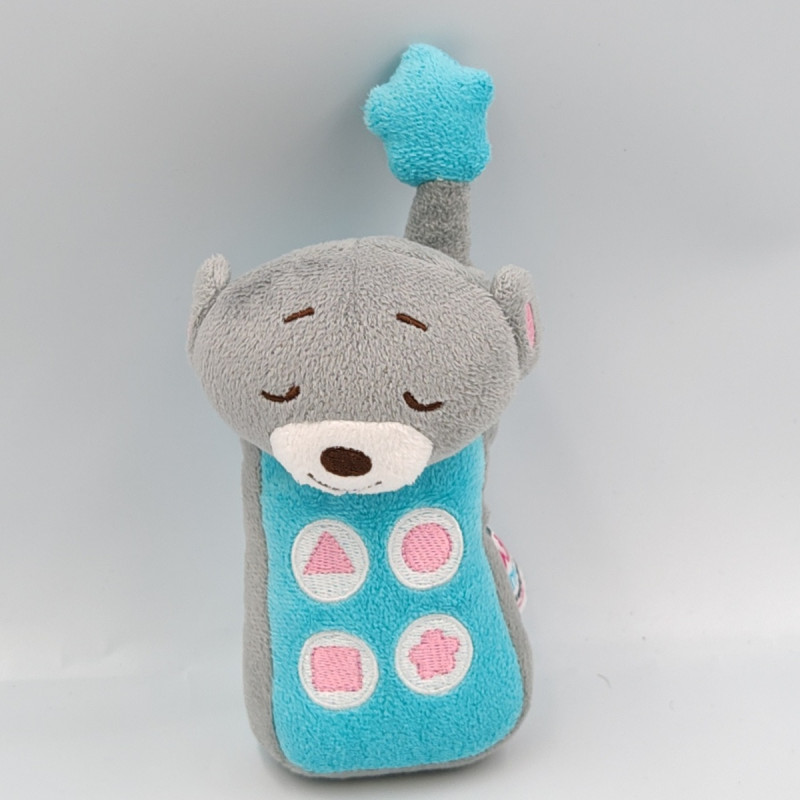 Doudou téléphone pouet koala gris bleu Dodo d'amour MGM