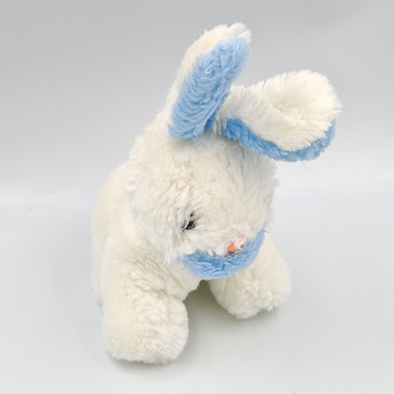Ancienne peluche lapin blanc bleu NOUNOURS