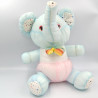 Peluche Puffalump éléphant bleu rose blanc pois coeurs