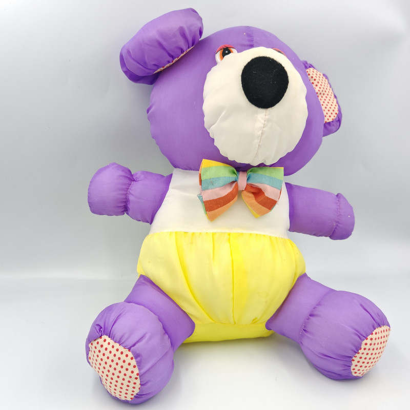Peluche Puffalump souris violet jaune blanc pois