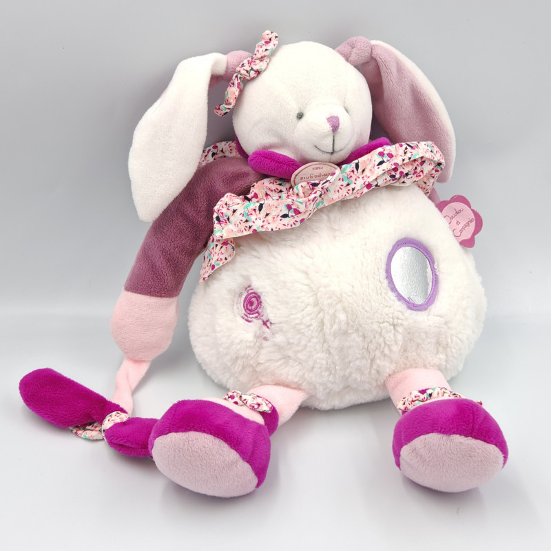 Doudou et compagnie cerise le lapin blanc rose prune