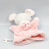 Doudou marionnette souris rose blanche fleurs TEX