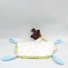 Doudou plat oiseau marron blanc bleu orange rayé SWISS