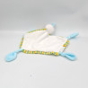Doudou plat oiseau blanc bleu orange rayé SWISS