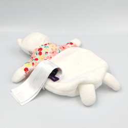 Doudou plat chat blanc rose fleurs SERGENT MAJOR
